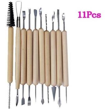 Set de 11 piezas de para cerámica de arcilla - Material: madera y metal - Excelente para trabajar con arcilla , pintura, manualidades, madera, proyectos de arte , esculturas y otros proyectos de arte