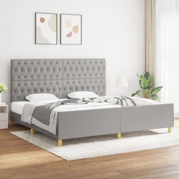 Cama solar con cabecero gris claro 200x200 cm Tela Vidaxl