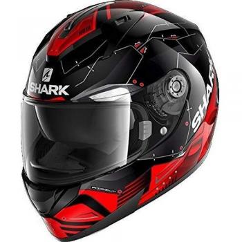 SHARK RIDILL MECCA Casco de Moto, Hombre, Negro Rojo Gris, Large