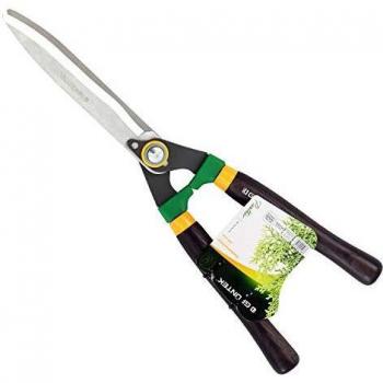 GRÜNTEK Cizalla Cortasetos Tijera de podar 540mm PANTHER. Mango ergonómico de madera de fresno. Tijeras para jardinería y arbustos con hojas de acero dentadas.