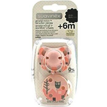 Suavinex - Chupete Anatómico Látex 6M+ + Broche Pinza Niña