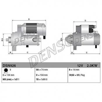 Motor de arranque DENSO DSN926, tipo: motor de arranque, características: compatibilidad con vehículos específicos, diseño compacto, alta eficiencia en el arranque, durabilidad mejorada, tecnología avanzada para reducción de ruido y vibraciones