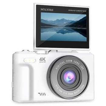 Cámara Digital Prixton Xplorer DV900 4K WiFi Pantalla Flip 64MP Batería Recargable Blanca
