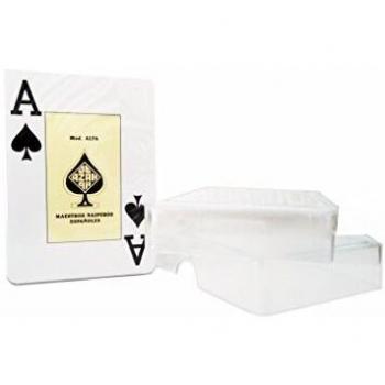 Maestros Naiperos- Alfa baraja Poker, Jumbo, 55, Cartas, Estuche de plástico, Calidad Gran Casino, Color Azul y Rojo