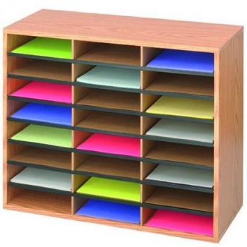 Safco 24 Compartment Literature Organiser Oak