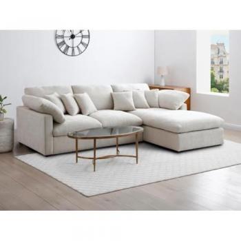 Sofá Rinconera Derecho de Tela Texturizada Beige TRODANO