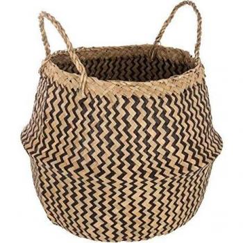 Canasta de pasto marino con patrón negro
