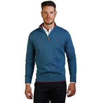 THE TIME OF BOCHA Jersey Hombre Cuello Cremallera JI1JCREMA-Esmeralda Talla XL