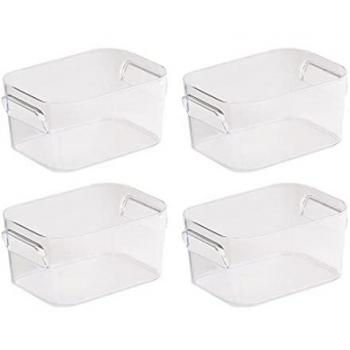 Cajas de Almacenaje Transparentes con Asas - Organizadores Multiusos de Plástico (4 unidades, 18x12,5x8,5 cm, 1,5 L)