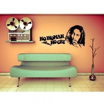 Adhesivo decorativo de pared Bob Marley No Woman No Cry de hasta 240 cm x 120 cm de tamaño y colour seleccionable de las arenas!, Schwarz