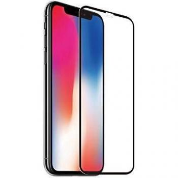 muvit for change Protector Pantalla iPhone 11 Pro/XS/X Vidrio Templado Plano Marco Negro Antibacteriano