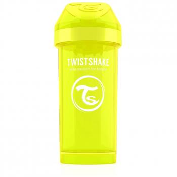 Twistshake 78076 Mug Kid Pastel 360 Botella cun Boquilla, 12 Meses +, Amarillo