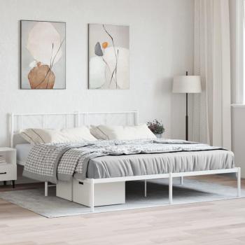 vidaXL Metal Bed Frame without Mattress with Headboard White 193x203cm