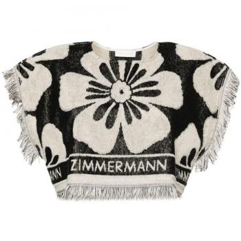 Zimmermann Women's Logo Towelling Cropped Top in Black | 1419TSS241BLCR