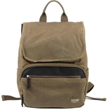 Mochila de hombre en lona encerada de color kaki