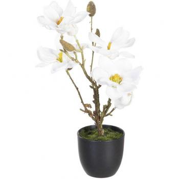 Planta Decorativa Magnolia Artificial de Poliéster y Hierro con Medidas 22 x 22 x 38 cm