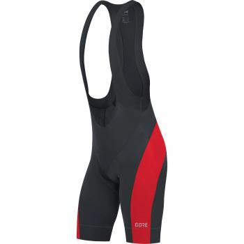Gore Wear C5 Pantalón Corto Tirantes, Hombre, Negro/Rojo, XL