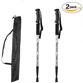 [2Pack] Bastones de Senderismo,GYOYO Adjustable Alpenstock, Retráctil Hiking / 3 Tramos Extensibles,Montañismo,Fibra de Carbono Eje con Alta Resistencia
