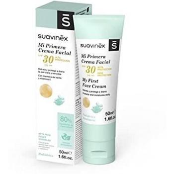 Suavinex, Crema Facial para Bebés, Crema Hidratante Diaria con Protección Solar SPF30. Antipolución y Detoxificante. Apta desde el Primer Día. 80% Ingredientes de Origen Natural, 50 ml