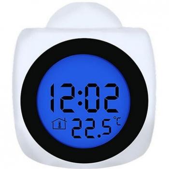 Reloj Despertador Digital Proyector de Escritorio Multifuncional con Calendario Meteorológico y Temperatura
