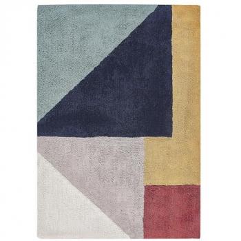 Alfombra de algodón multicolor 160 x 230 cm pelo corto patrón geométrico retro Jalgaon