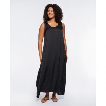 Fiorella Rubino - Vestido Largo de Satélite y Raso con Bordes de Lúrex