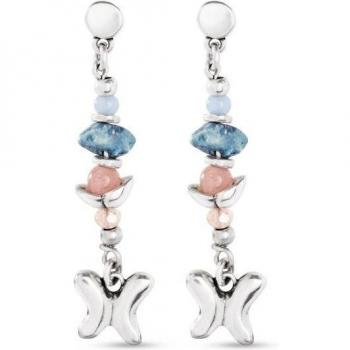 Pendientes colgantes Uno de 50 Metamorphosis bañados en plata con cristales multicolor