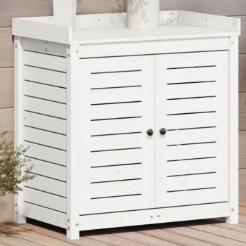 Mesa de Plantación con Estantes Banco de Trabajo Macetas Madera Douglas Color Pino Natural Impregnado Natural Blanco 82,5x50x86,5 cm