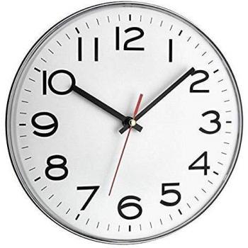 TFA Reloj de Pared electrónico Plata de 300 mm, Blanco