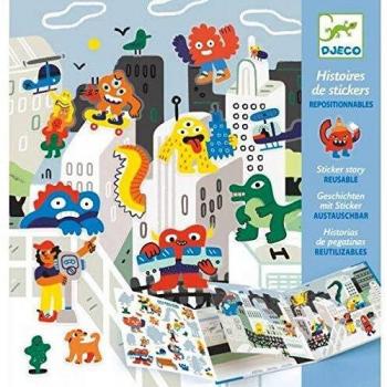 DJECO- Pegatinas La invasión de los Monstruos Globos Unisex-Infantil, Multicolor