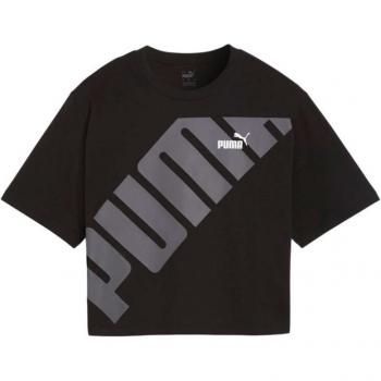 Camiseta Puma Power Cropped Negra para Mujer, Manga Corta, Talla S