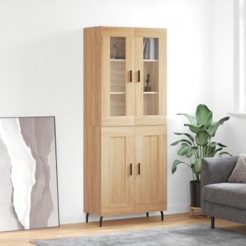 Aparador alto de madera contrachapada color roble 69,5x34x180 cm