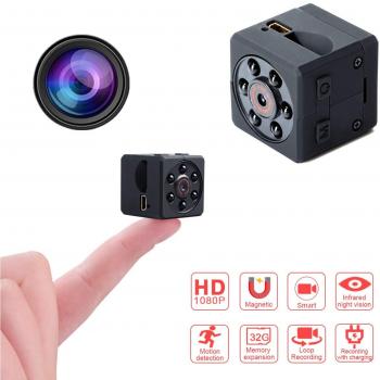 Fekkii Microcámara espía, 1080P HD Cámara de vigilancia Oculta con visión Nocturna/Detección de Movimiento Cámara de vigilancia para Interiores/Exteriores/Sports DV