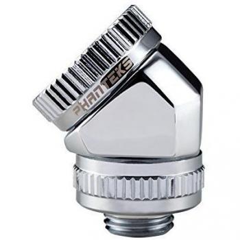 PHANTEKS Glacier Rotary Anschluss 45 Grad G1/4 Zoll AG auf 16mm AD Hardtube - drehbar, chrome silber