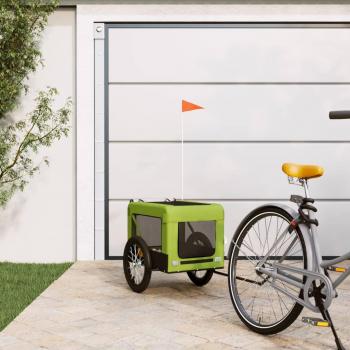 Remolque para bicicletas de mascotas, fabricado en hierro y tela Oxford, color verde y negro