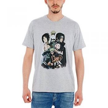 Camiseta Naruto Shippuden - Grupo - Gris/Melé - Talla M - Hombre