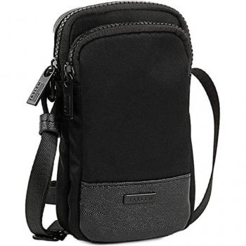 Jaslen Dortmund Mini Bandolera para Smartphone de Hombre en Color Negro con Cremallera
