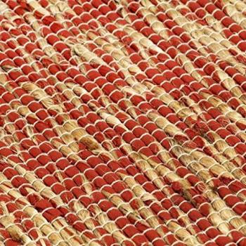 SengentoStyle Vloerkleed handgemaakt 80x160 cm jute rood en naturel