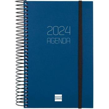 Finocam - Agenda 2024 Catalán Espiral Opaque E5 Azul, Enero-Diciembre (12 meses), 117x181 mm, 1 Día por Página