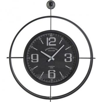Reloj de Pared Elegante en Hierro y Cristal Negro con Diseño Moderno
