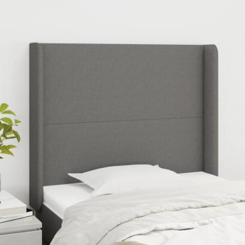 Cabecero con orejas de tela gris oscuro 93x16x118/128 cm vidaXL