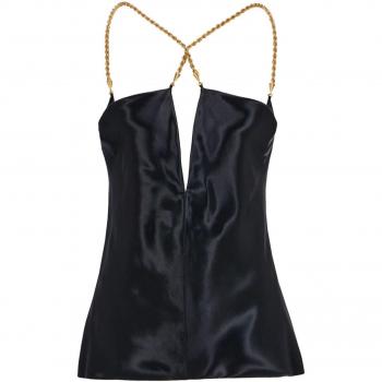 Ferragamo Women's Satin Sleeveless Top in Black | Size 40 | 13C687