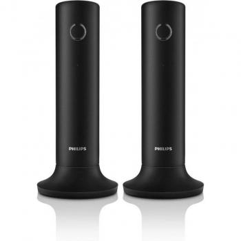 Teléfono Inalámbrico Philips LINEA M4502B/34 Pack DUO Negro - DECT, Pantalla LCD 1.6, Altavoz Integrado, Manos Libres, HQ-Sound