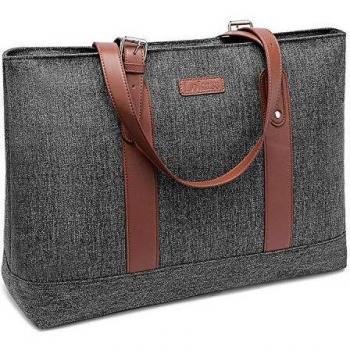 DTBG Bolso Tote Mujer Bolso Hombro Bolso de Mano Bolso Elegante Shopper Maletín Bolso Mensajero Bolsa de portátil para computadora portátil de 15 Pulgadas, Negocios,Trabajo y Viaje,líneas Gris
