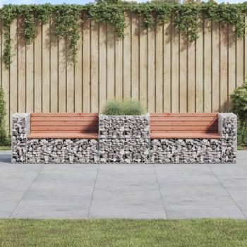 Douglas Fir Garden Bench with Gabion Basket