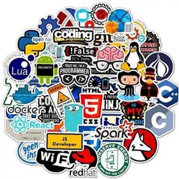 Angoter 50 PC Programación Sticker Tecnología programas de Software de Datos de Ordenador Pegatinas para el Friki del Ordenador portátil del teléfono portátil aleatoria Estilo