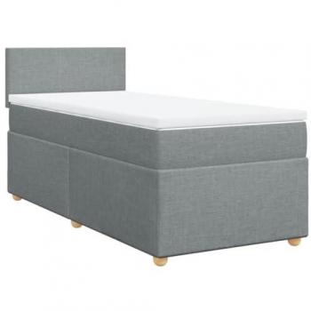 Estructura de cama box spring con colchón de muelles gris claro 100x200 cm