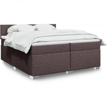 Cama box spring suave con colchón marrón oscuro 200x200 cm tela