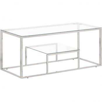 vidaXL Coffee Table Silver Stainless Steel and Tempered Glass