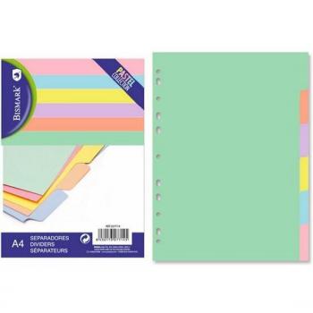 Separadores Bismark A4 Cartulina Colores Pastel 6 Pestañas